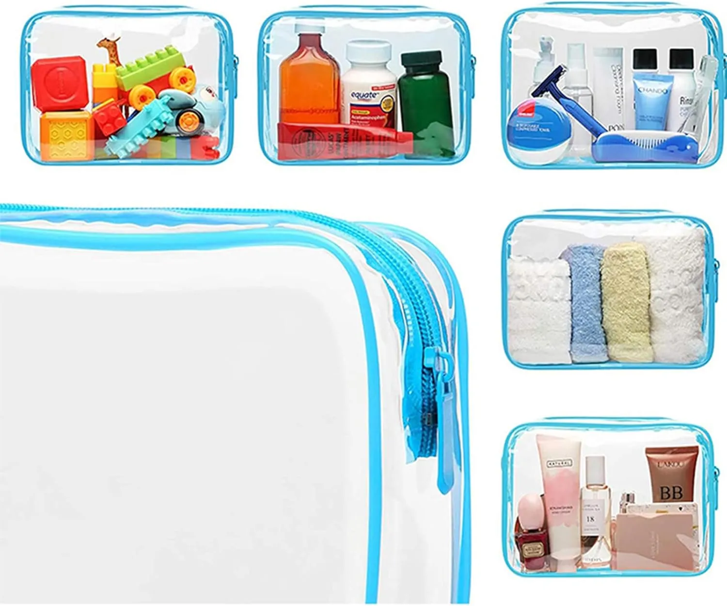 20 Packs Clear Cosmetics Bags for Women Men Waterproof Toiletry Bags PVC Makeup Bags Organizer Case with Zipper for Travel Bathroom (20PCS -8Colors)