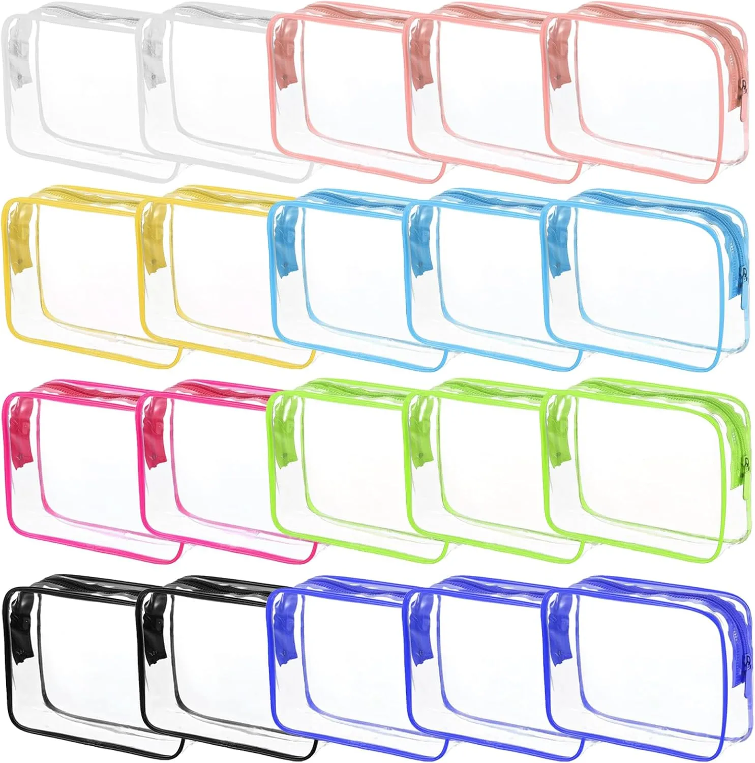 20 Packs Clear Cosmetics Bags for Women Men Waterproof Toiletry Bags PVC Makeup Bags Organizer Case with Zipper for Travel Bathroom (20PCS -8Colors)
