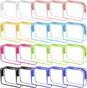 20 Packs Clear Cosmetics Bags for Women Men Waterproof Toiletry Bags PVC Makeup Bags Organizer Case with Zipper for Travel Bathroom (20PCS -8Colors)