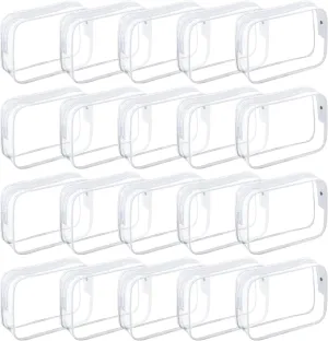 20 Packs Clear Cosmetics Bags for Women Men Waterproof Toiletry Bags PVC Makeup Bags Organizer Case with Zipper for Travel Bathroom (White)