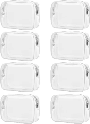 6 Packs Clear Cosmetics Bags for Women Men Waterproof Toiletry Bags PVC Makeup Bags Organizer Case with Zipper for Travel Bathroom (6 White Colors)