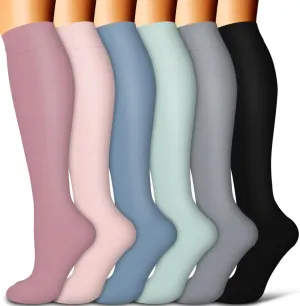 COOLOVER Copper Compression Socks for Women and Men(6 Pairs)-Best Support for Running, Athletic, Travel