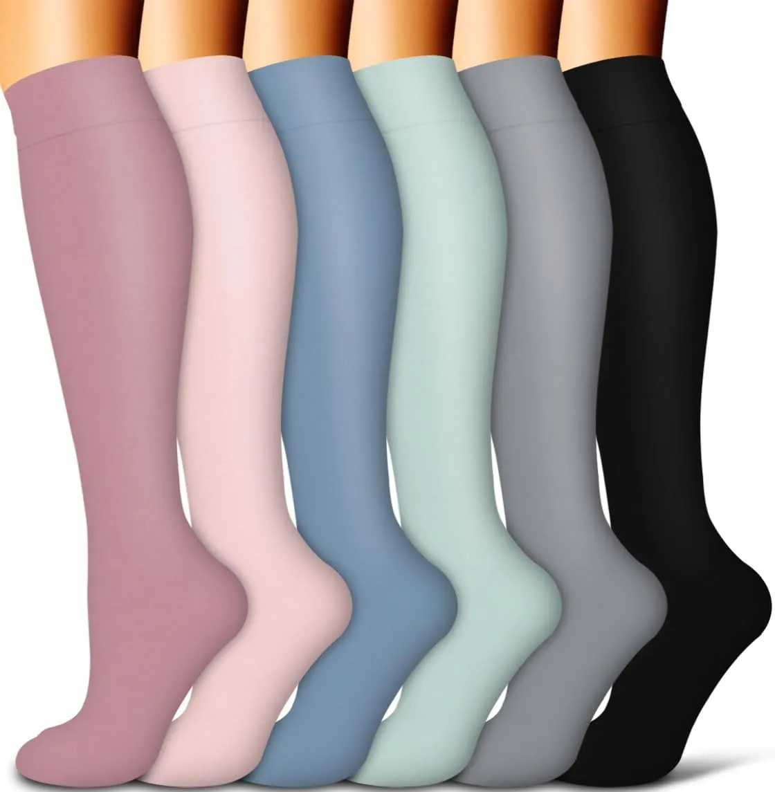 COOLOVER Copper Compression Socks for Women and Men(6 Pairs)-Best Support for Running, Athletic, Travel