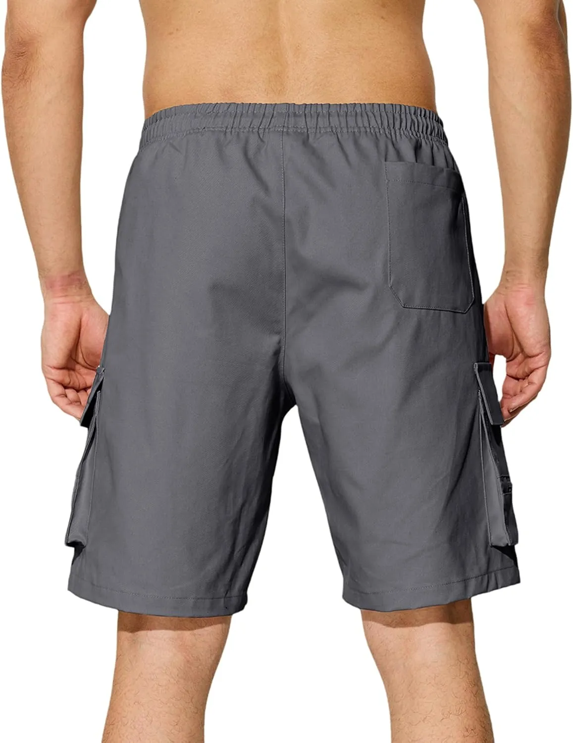 Men's Casual Cargo Shorts Drawstring Elastic Waist Summer Classic Outdoor Stretch Work Shorts with 5 Pockets