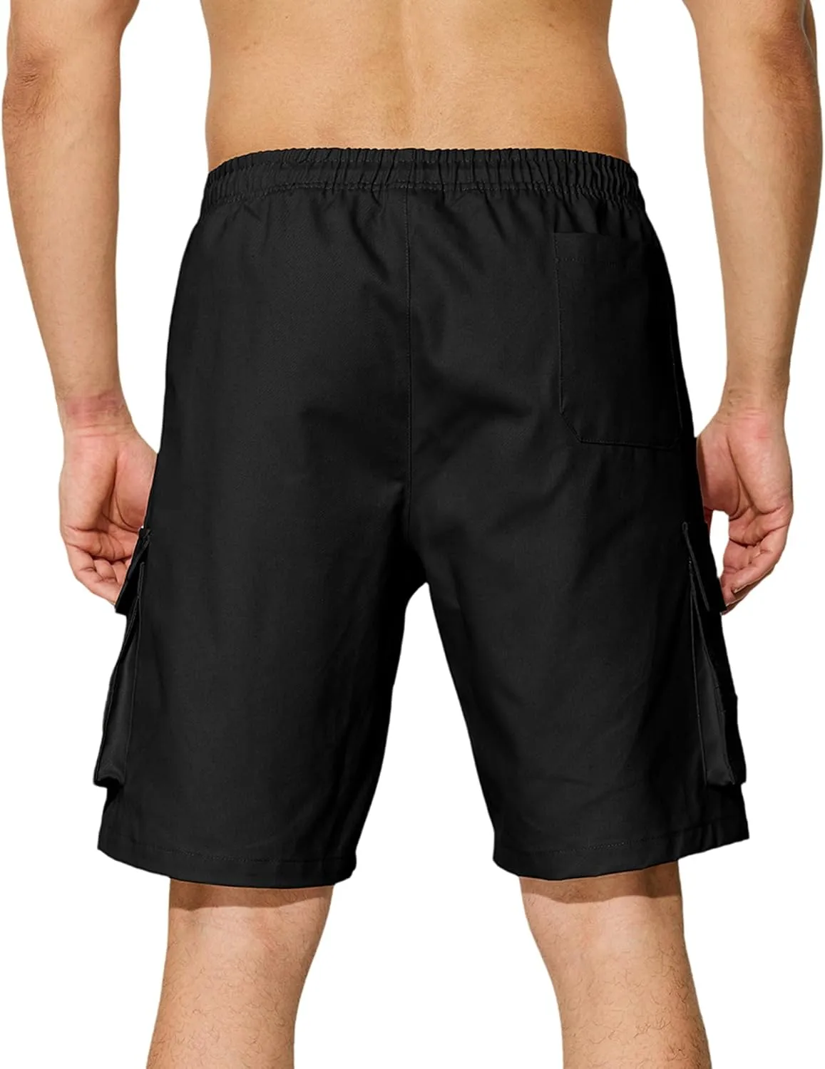 Men's Casual Cargo Shorts Drawstring Elastic Waist Summer Classic Outdoor Stretch Work Shorts with 5 Pockets