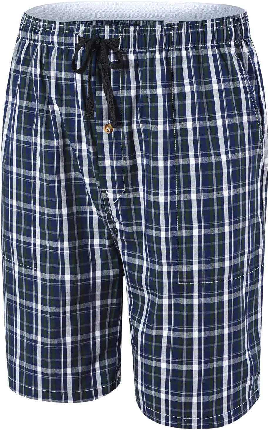 MoFiz Men's Plaid Pajama Shorts 3-Pack Cotton Sleep Lounge Shorts Lightweight Soft Summer Nightwear with Pockets Button Fly