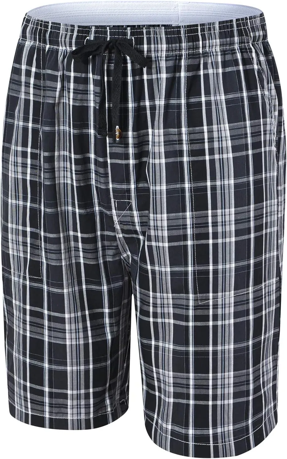 MoFiz Men's Plaid Pajama Shorts 3-Pack Cotton Sleep Lounge Shorts Lightweight Soft Summer Nightwear with Pockets Button Fly