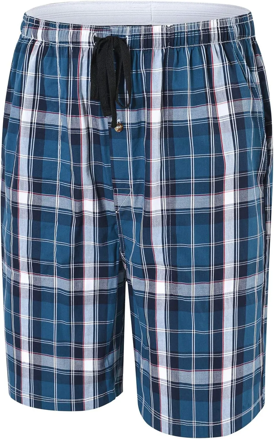 MoFiz Men's Plaid Pajama Shorts 3-Pack Cotton Sleep Lounge Shorts Lightweight Soft Summer Nightwear with Pockets Button Fly