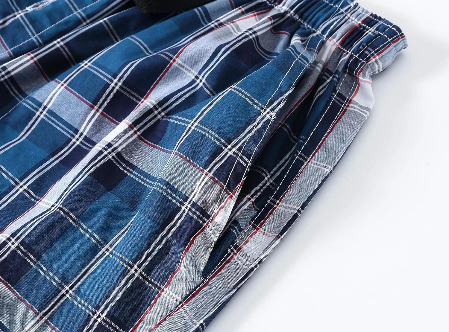 MoFiz Men's Plaid Pajama Shorts 3-Pack Cotton Sleep Lounge Shorts Lightweight Soft Summer Nightwear with Pockets Button Fly