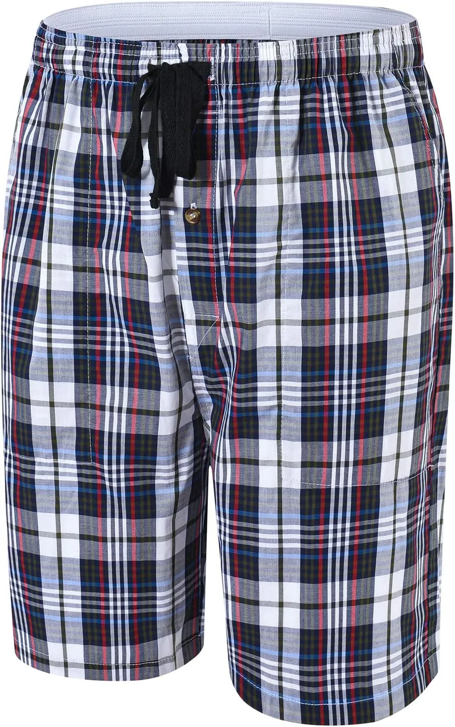 MoFiz Men's Plaid Pajama Shorts 3-Pack Cotton Sleep Lounge Shorts Lightweight Soft Summer Nightwear with Pockets Button Fly