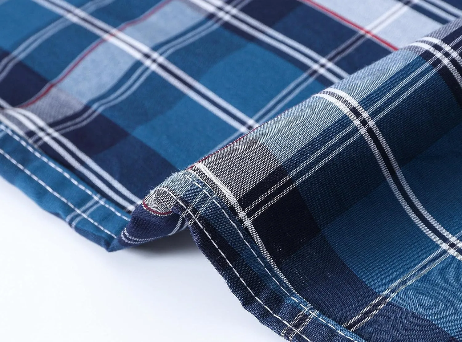 MoFiz Men's Plaid Pajama Shorts 3-Pack Cotton Sleep Lounge Shorts Lightweight Soft Summer Nightwear with Pockets Button Fly