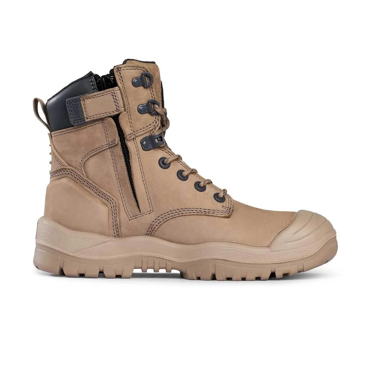 Mongrel 561060 High Leg Zipsider Scuff Cap Work Boots - Stone