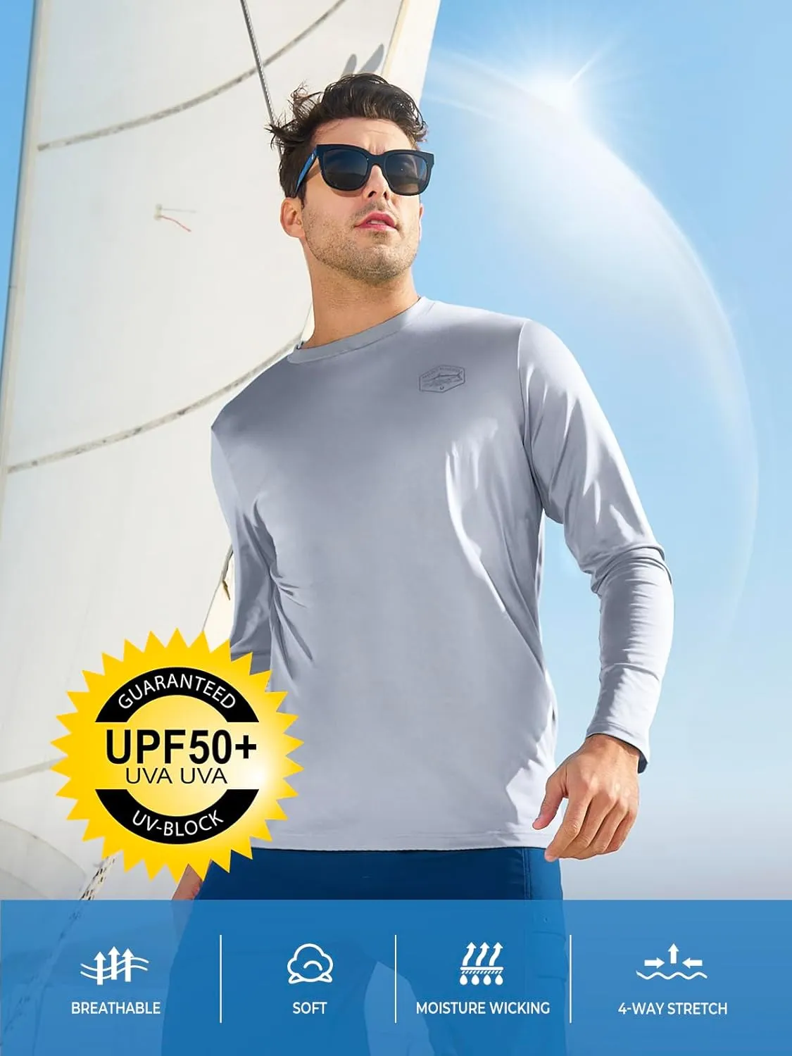 NORTHYARD Men's UPF 50  Sun Protection Shirts Long Sleeve Swim Beach Rash Guard SPF Quick Dry Lightweight UV Fishing T-Shirt