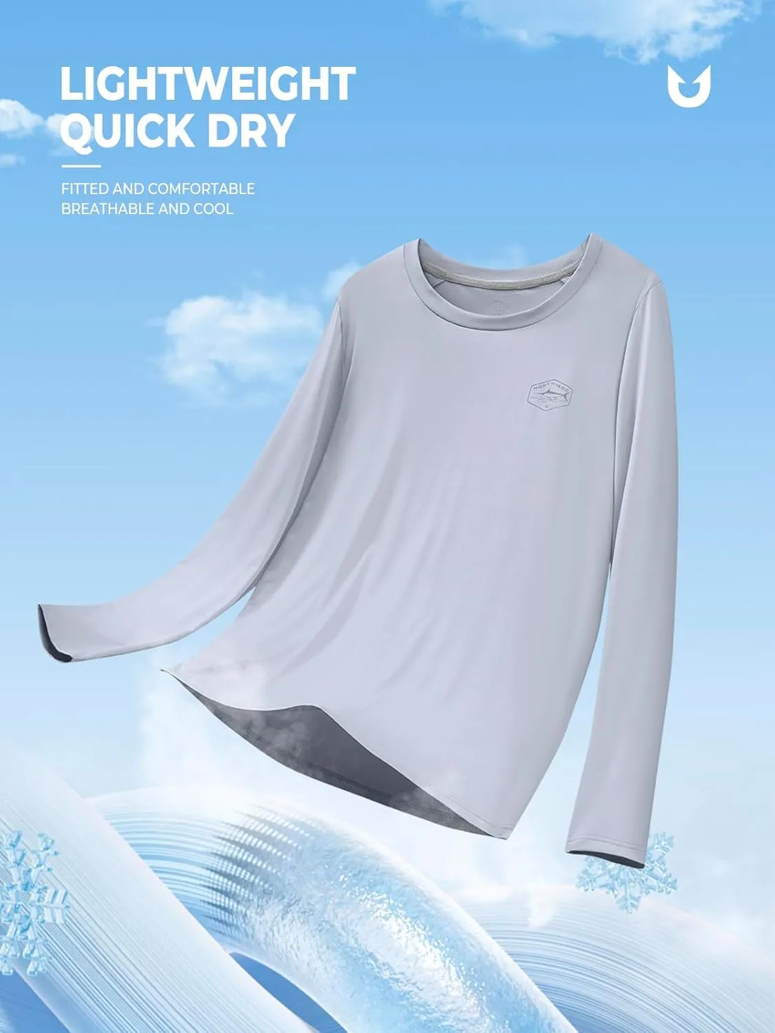 NORTHYARD Men's UPF 50  Sun Protection Shirts Long Sleeve Swim Beach Rash Guard SPF Quick Dry Lightweight UV Fishing T-Shirt