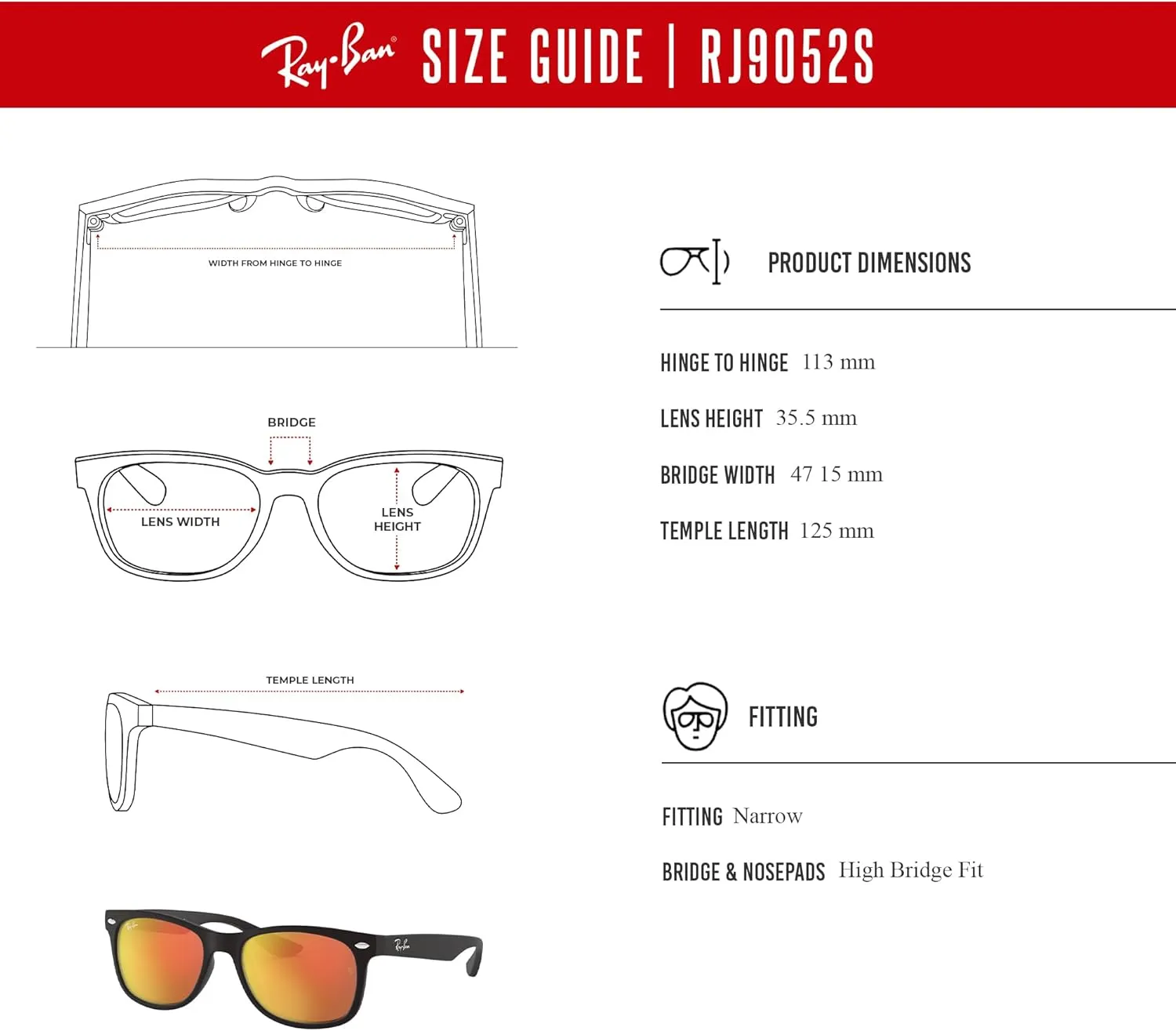 Ray-Ban Junior XS Kids' New Wayfarer RJ9052S Square Sunglasses for SMALL Boys and Girls   BUNDLE With DIW Kit