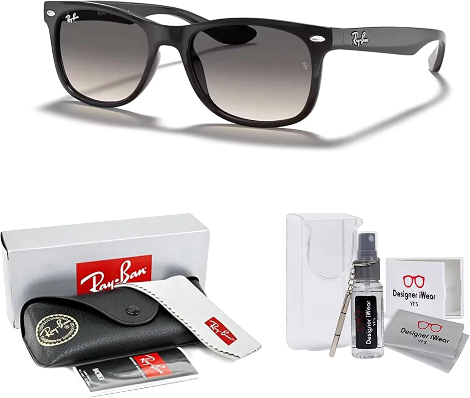 Ray-Ban Junior XS Kids' New Wayfarer RJ9052S Square Sunglasses for SMALL Boys and Girls   BUNDLE With DIW Kit