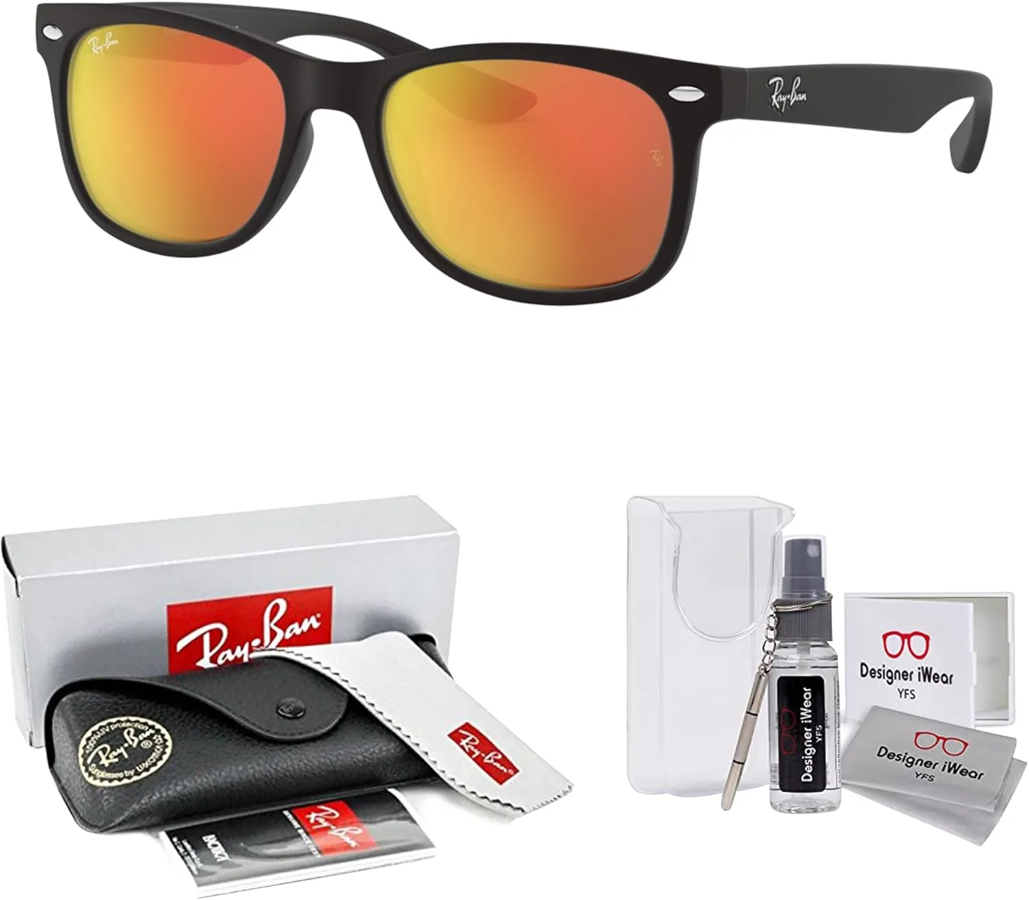Ray-Ban Junior XS Kids' New Wayfarer RJ9052S Square Sunglasses for SMALL Boys and Girls   BUNDLE With DIW Kit