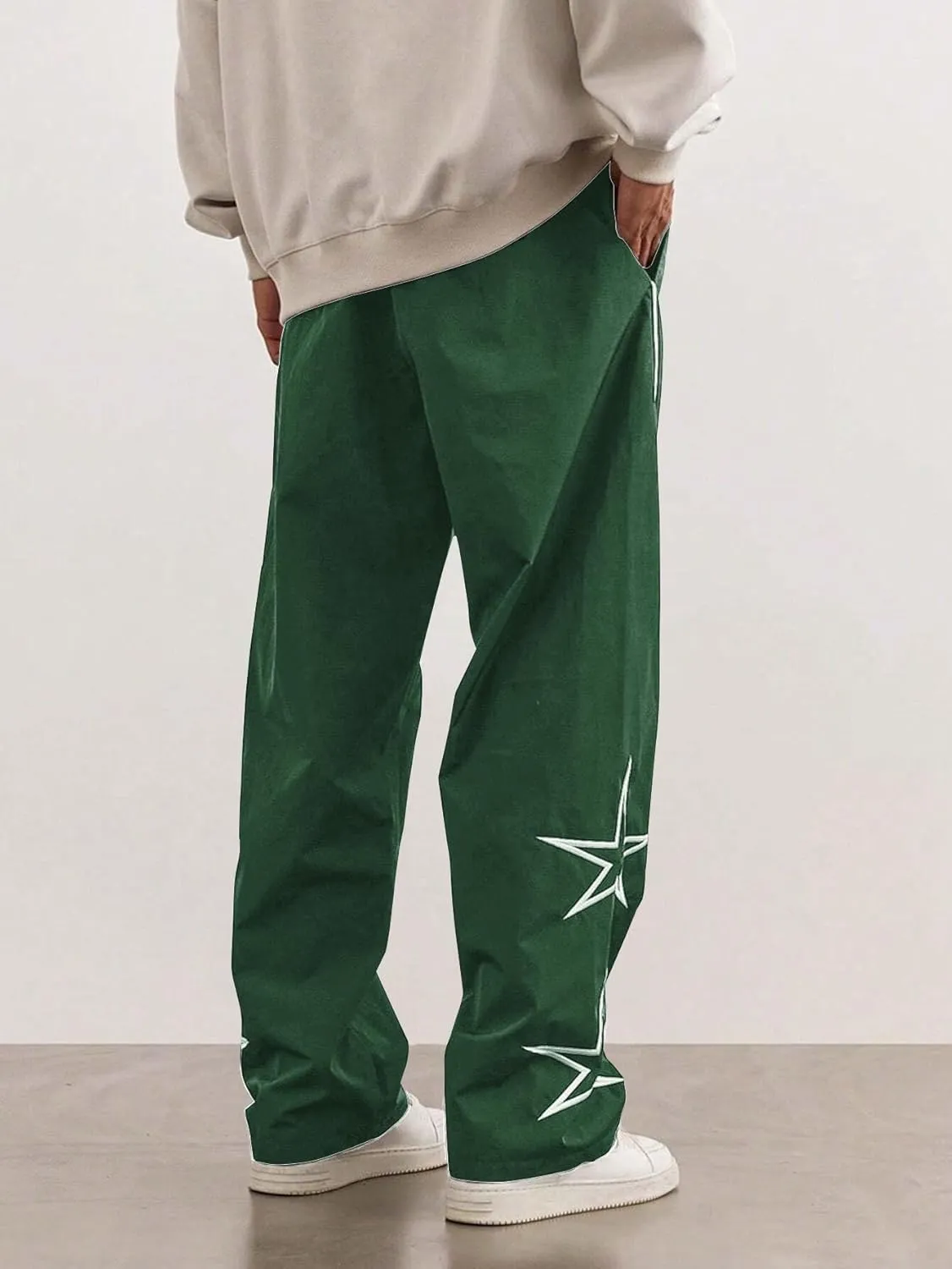 ZAFUL Men's Side Star Casual Pants Y2K Lightweight Sweatpants Drawstring Dance Pants Baggy Fashion Straight Leg Pants